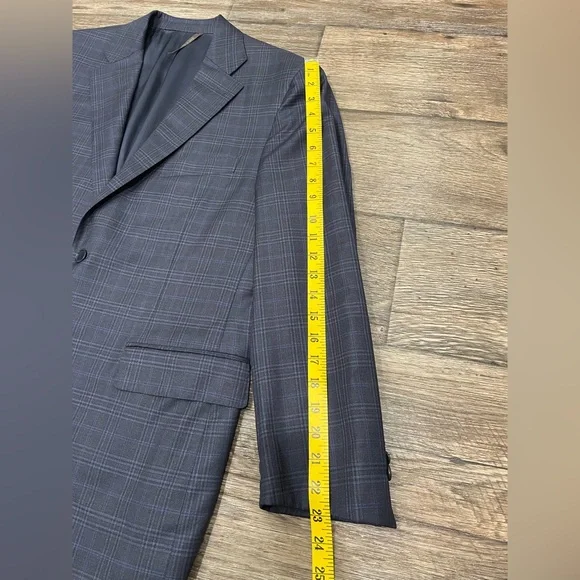 Canali Blazer Suit Jacket Sz 40R Plaid‎ Wool Dual Vent 2 Button #2 - Picture 2 of 14
